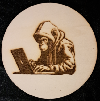 Untersetzer Motiv Schimpanse am Laptop